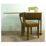 Antique Sewing Table w/ Singer Stylist 533 Machine