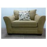 Oversized Plush Tan Chair w/Decorative Pillow