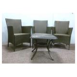 (4) Piece Wicker Patio Table Set