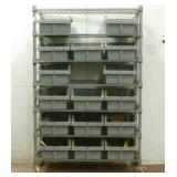 Metal 7 Tier Rolling Shelf w/ Storage Containers