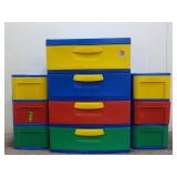 (3) Multi Colored Plastic Storage Cubbys