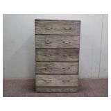 Rustic White Wash Style 5 Drawer Dresser