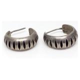 Pretty Silver Hoop Earrings; 3.5 Grams