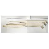 (3) Crystal Cross Necklaces On Gold Colored Chain