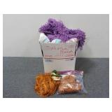 Box of Decorative Towels, Blankets & More