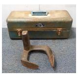Vintage Tacklebox w/ Supplies & Antique Tool