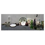 Assorted Bottles, Plates, & More