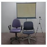 (2) Office Chairs, Expandable Projector & More