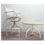 Small Glass Patio Table w/ Swivel Chair