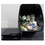Plastic Tote full of Assorted Chargers and (2) PS3