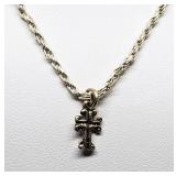 16 Inch Silver Chain with Small Cross; 5.3 Grams