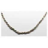 17 Inch Silver Rope Necklace; 5.2 Grams