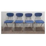 (4) Blue Plastic Grade School Chairs