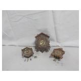 Coocoo Clocks (2) USA Made & (1) German Made