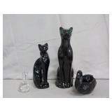 (2) Glass Black Cats, Glass Black Swan, & More