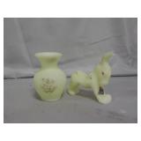 (1) Fenton Vase & (1) Fenton Donkey