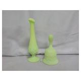 (2) Thick Green Glass Pieces Of Home Décor