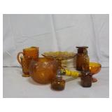 Brown Glass Pitcher, Bowl, & More