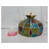 (2) Glass Lamp Shades, One Multicolored