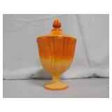 Lovely Orange Vase With Lid, 11" Tall
