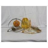 (2) Overhead Lamps With Glass Light Shade