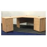 Office Desk With Return & (2)Wall Cabinets