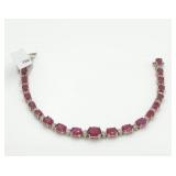 7.5" 14 K Gold Ruby Bracelet With Diamonds