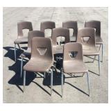 Set Of (9) Brown Chairs