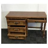 Vintage Oak 4-Drawer Wood Desk