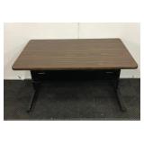 Dark Brown Top W/ Black Metal Frame Office Desk