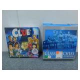 Glass Chess & Checkers & Clue Board Game