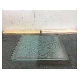 Decorative Etched Glass W/ Stone Stands