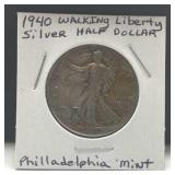 1940 Walking Liberty Silver Half Dollar