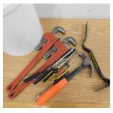 Bucket Of Various Tools: Screw Drivers, Crowbars,