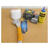 Various Tools: Roofing Stapler, Staples, Tape,