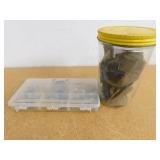 Jar of Gemstones & Primitive Stone Tools Heads