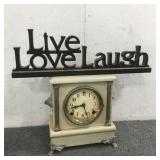 Home Decor: LIVE, LOVE, LAUGH Sign + Clock 10.5"