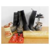 (2) Rubber Boots, Ant Traps, Lantern & More