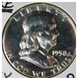1958-P Franklin Silver Half Dollar PR69 (G10)