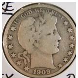 1909-S Rare Barber Half Dollar F12