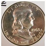 1963-D Franklin Silver Half Dollar MS63