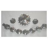 Set Of Sterling & Abalone Earrings/Bracelet