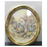 House Surrounded By Flowers Painting
