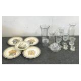 Four Decorative Floral Plates & Vases