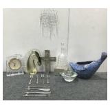 Assorted Glass Pieces & Ceramic Duck