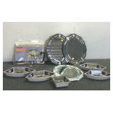 (3) Mirrors, Decorative Serving Bowls & Caraffe