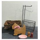 Rod Iron Magazine Rack & Basket