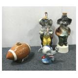 (4)  Decanters-Football, Elephant
