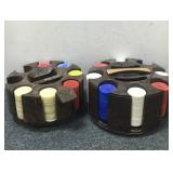 (2) Poker Chip Caddies & Poker Chips