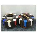 (2)Poker Chip Caddies With Poker Chips